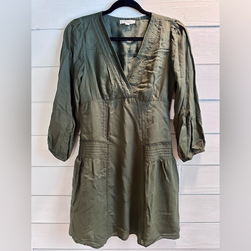 NWT Lucky Brand Olive Long Sleeve Dress